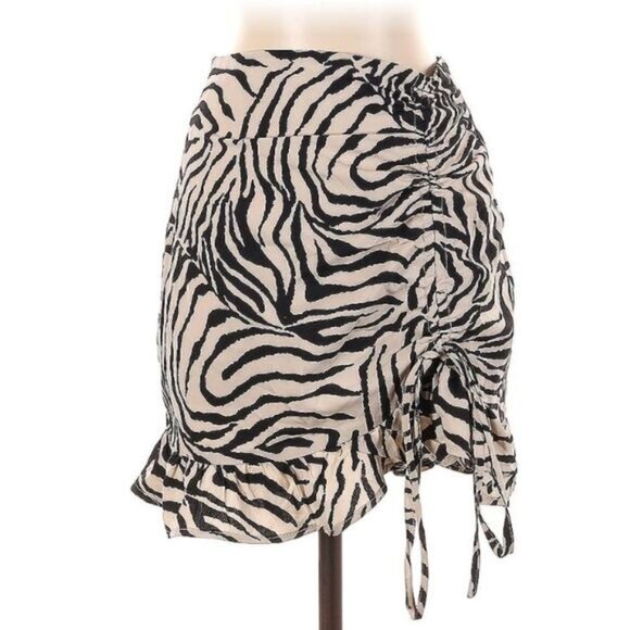 Rosewater Remi Zebra Print Ruched Mini Skirt Size S - Picture 2 of 7
